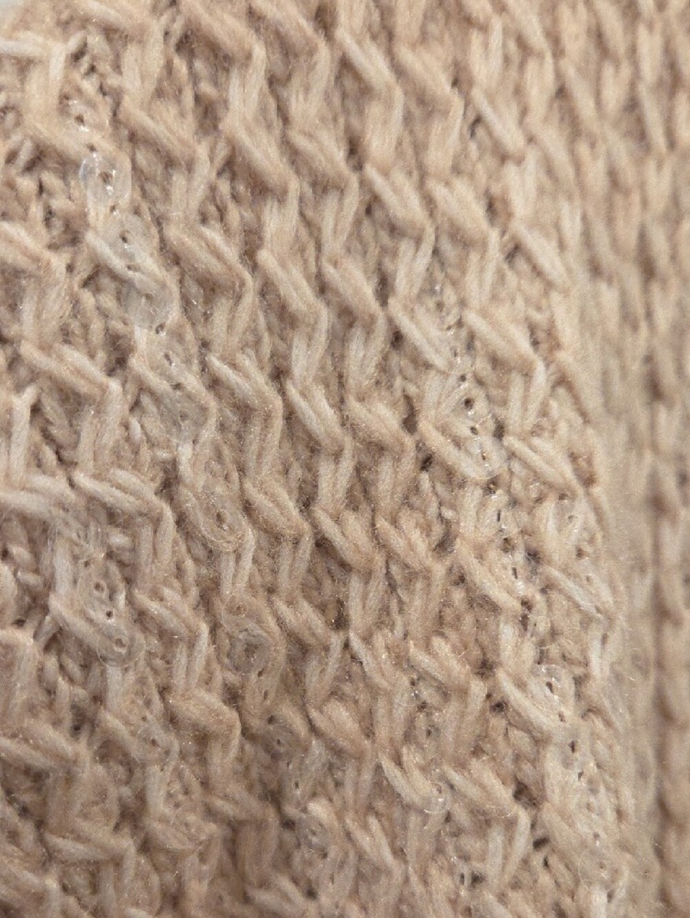 Nine West Beige V-Neck Chunky Knit Sweater With Shimmer Sequin - Picture 4 of 6